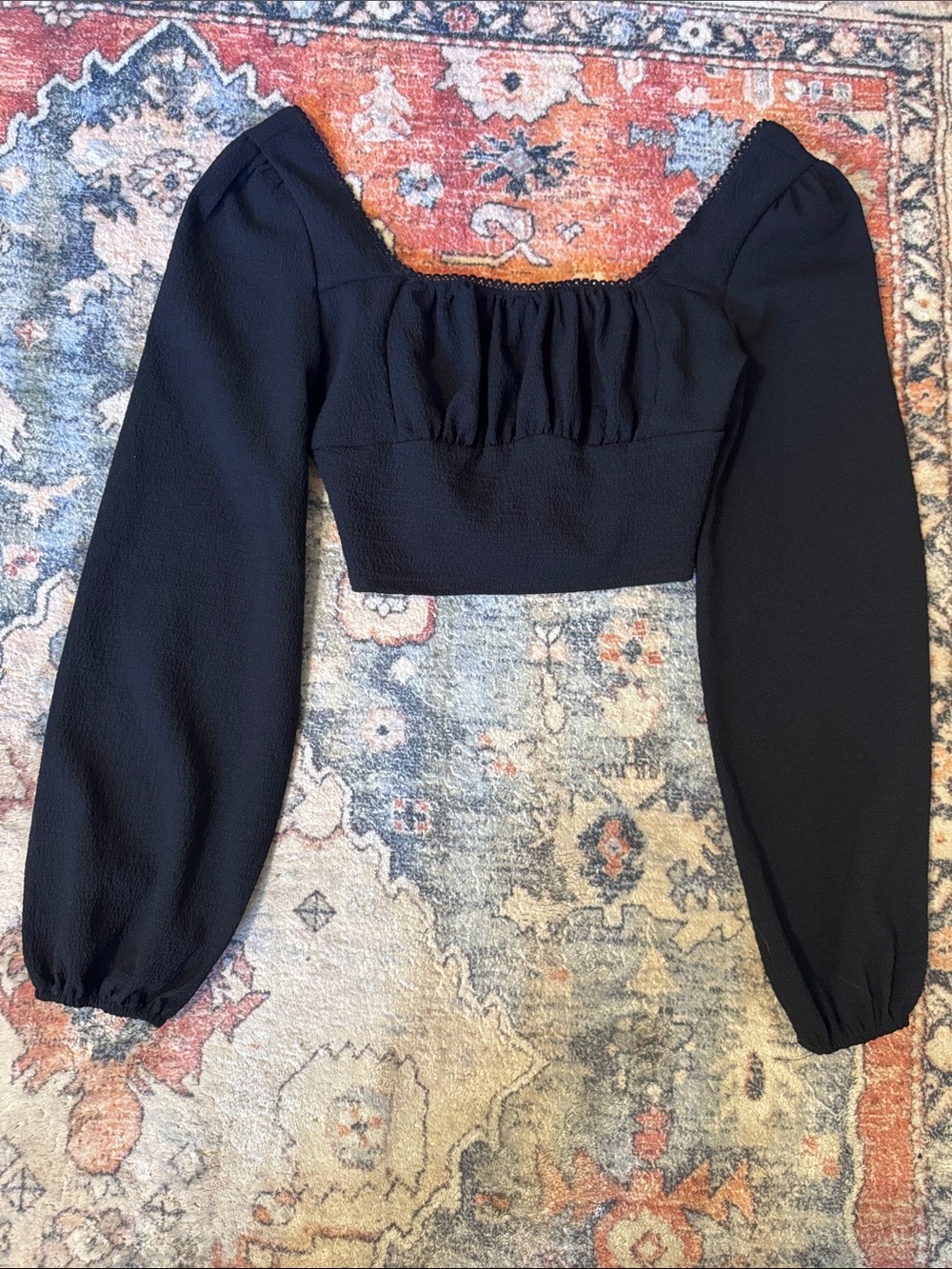 Long sleeve cropped milk maid top